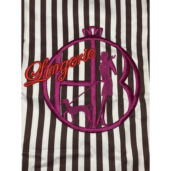 HENRI BENDEL Go Anywhere Travel Storage Lingerie Laundry Bag Embroidered Stripes - Picture 2 of 11